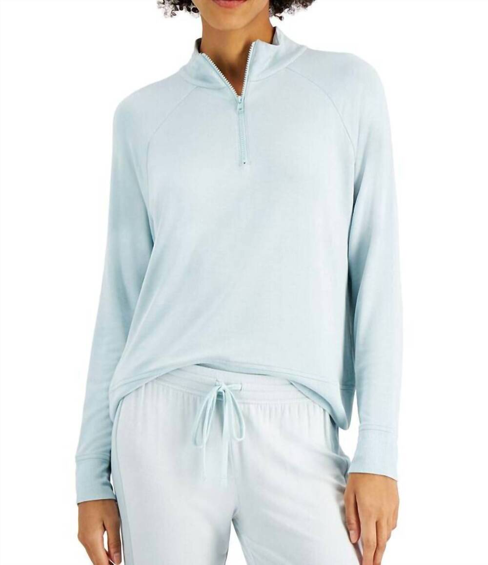 NEW ALFANI quarter-zip top in soft aloe